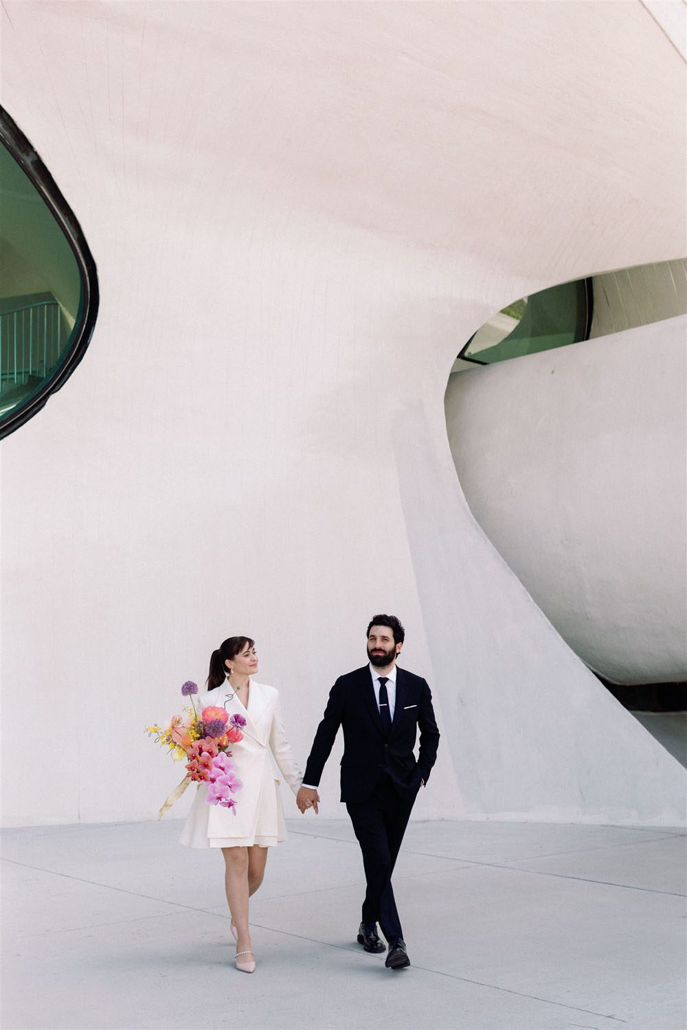 A design and architecture inspired real wedding at the TWA Hotel at JFK Airport