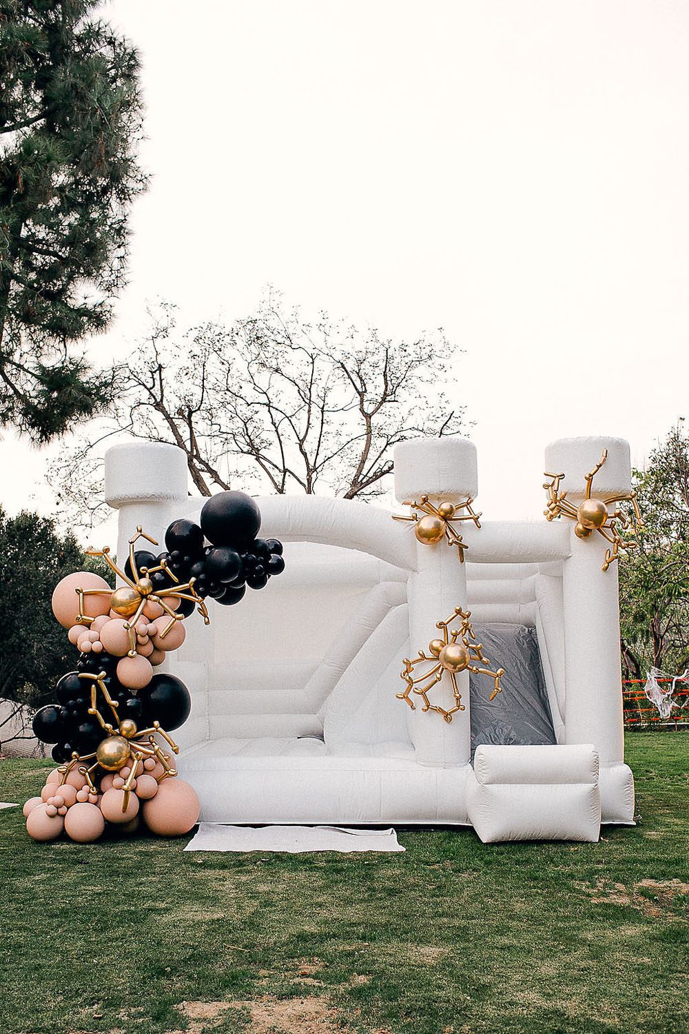 Spooky skeleton themed backyard Halloween party